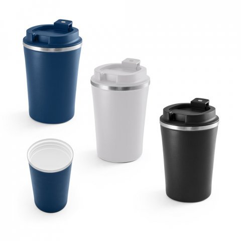 PHELPS CERAMIC. Taza de viaje de acero inoxidable con acabado interior de cer&aacute;mica de 470 ml