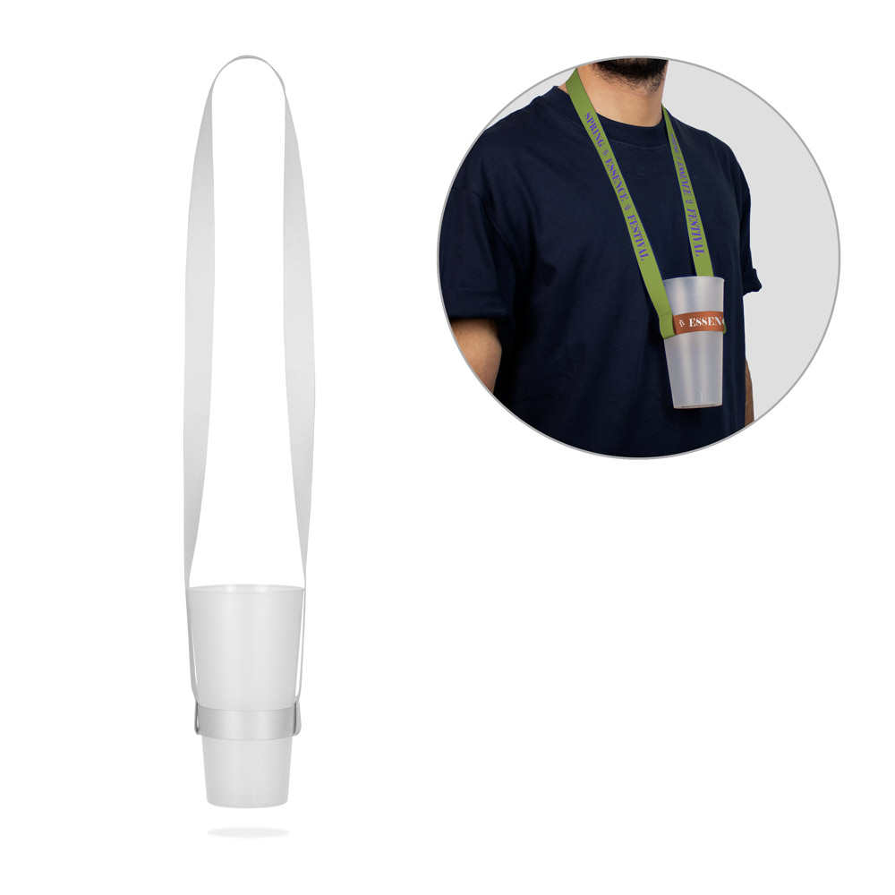SHEFFIELD. SET Lanyard SUBLIMATION Lungo II (20 mm) Duo con lanyard sublimatico portabicchieri
