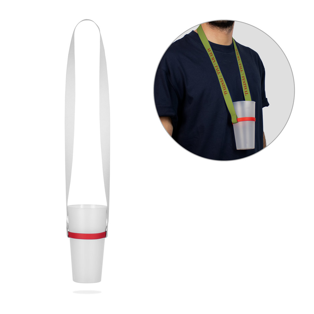 BOLTON. SET Lanyard SUBLIMATION Lungo II (20 mm) Duo con portabicchiere in silicone