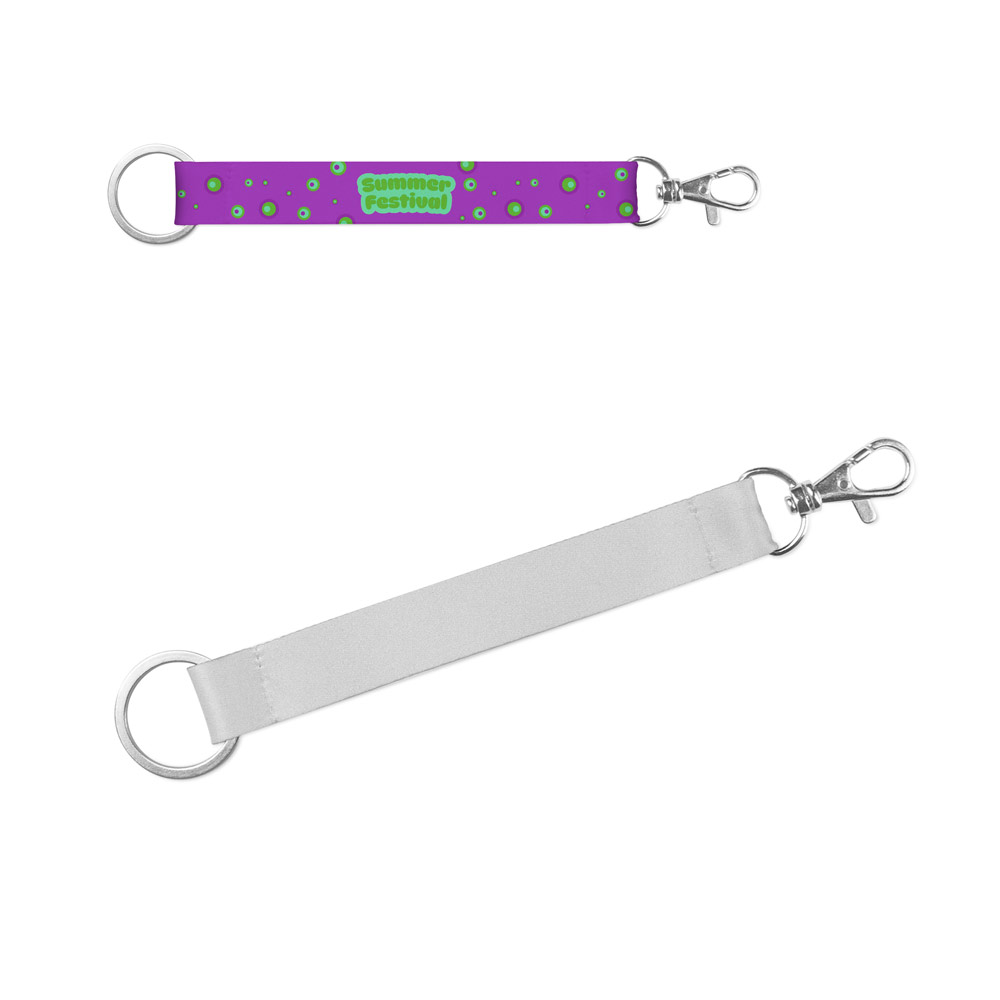 WALSALL. SET Lanyard SUBLIMATION Short II DUO (20 mm) in poliestere riciclato (100% rPET) con anello Ø 32 mm e moschettone a leva da 20 mm