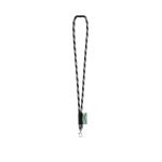 WISBECH. SET Lanyard TUBE Long (&Oslash; 7 mm) s karab&iacute;nou 9 mm a bezpečnostnou sponou &Oslash; 7 mm - Čierna/Siv&aacute;