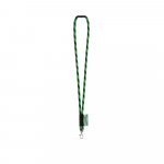 WISBECH. SETT Lanyard Tube Lang (&Oslash; 7 mm) med 9 mm gatekarabinkrok og &Oslash; 7 mm sikkerhetsl&aring;s - Svart/Gr&oslash;nn