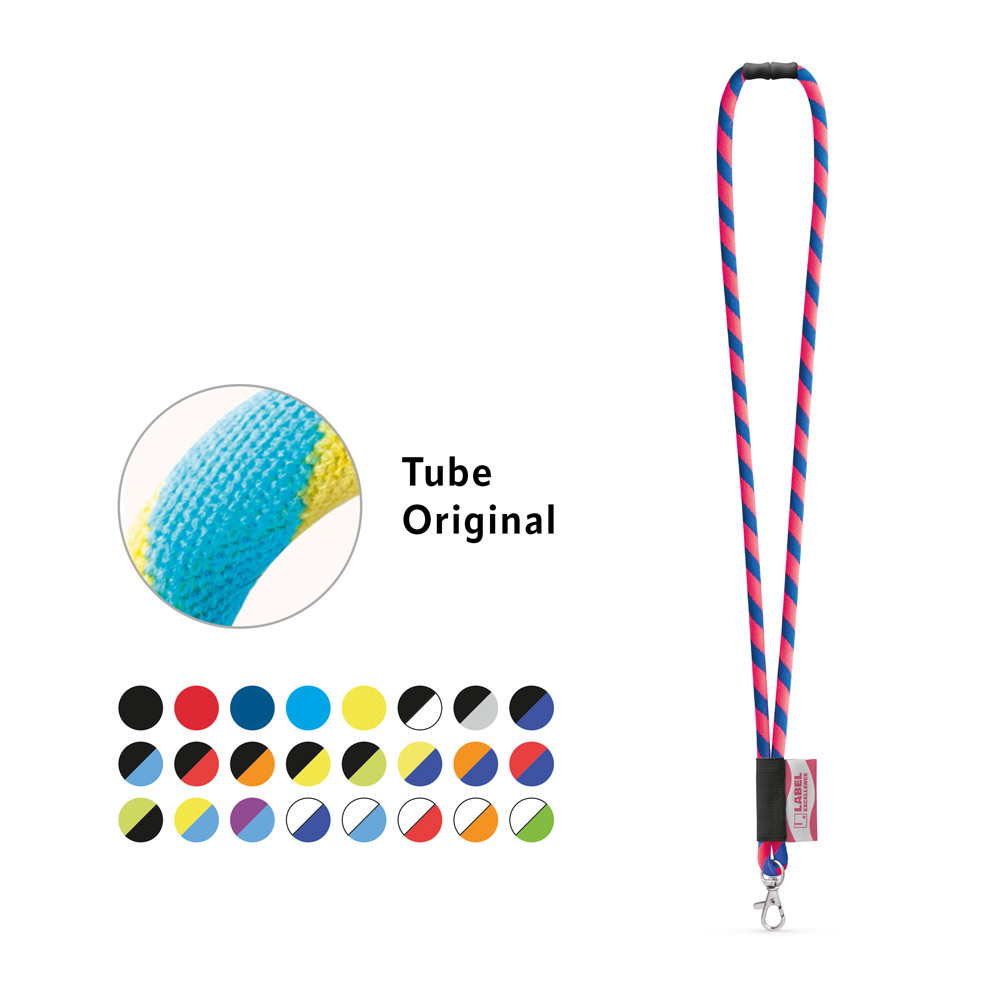 WISBECH. SET Lanyard TUBE Long (Ø 7 mm) con moschettone a leva da 9 mm e chiusura di sicurezza da Ø 7 mm