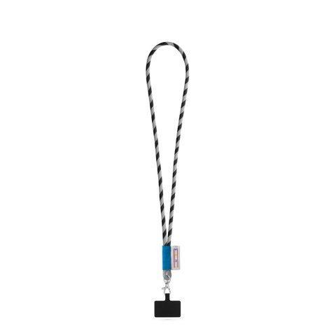 GOSPORT. SET Lanyard TUBE Long (&Oslash; 7 mm) con mosquet&oacute;n de gatillo de 9 mm y soporte para tel&eacute;fono m&oacute;vil - Negro/Gris