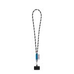 GOSPORT. SET Lanyard TUBE Long (&Oslash; 7 mm) con mosquet&oacute;n de gatillo de 9 mm y soporte para tel&eacute;fono m&oacute;vil - Negro/Gris