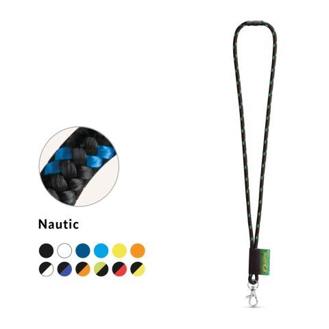 MANSFIELD. SADA &scaron;ňůrky na krk NAUTIC Dlouh&aacute; (&Oslash; 7 mm) s karabinou 9 mm a bezpečnostn&iacute; sponou &Oslash; 7 mm