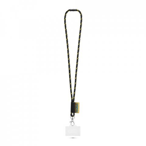 BRIDPORT. SET Lani&egrave;re NAUTIC Longue (&Oslash; 7 mm) avec mousqueton &agrave; d&eacute;clenchement de 9 mm, fermoir de s&eacute;curit&eacute; &Oslash; 7 mm et porte-badge/carte rigide de 91 x 68 mm - Noir/Jaune