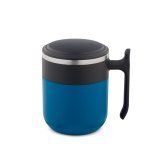 MALDINI. Caneca de viagem com parede interior em a&ccedil;o inoxid&aacute;vel e acabamento mate 400 mL - Azul