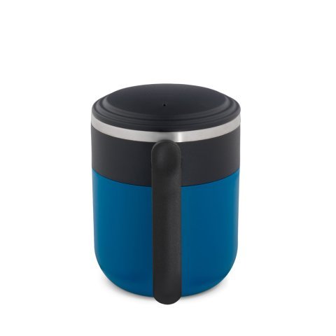 MALDINI. Caneca de viagem com parede interior em a&ccedil;o inoxid&aacute;vel e acabamento mate 400 mL - Azul