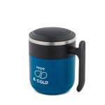 MALDINI. Caneca de viagem com parede interior em a&ccedil;o inoxid&aacute;vel e acabamento mate 400 mL - Azul
