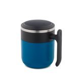 MALDINI. Caneca de viagem com parede interior em a&ccedil;o inoxid&aacute;vel e acabamento mate 400 mL - Azul