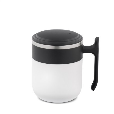 MALDINI. Caneca de viagem com parede interior em a&ccedil;o inoxid&aacute;vel e acabamento mate 400 mL - Branco