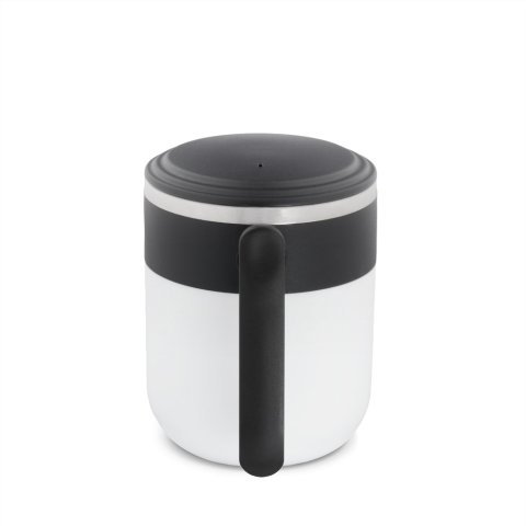 MALDINI. Caneca de viagem com parede interior em a&ccedil;o inoxid&aacute;vel e acabamento mate 400 mL - Branco