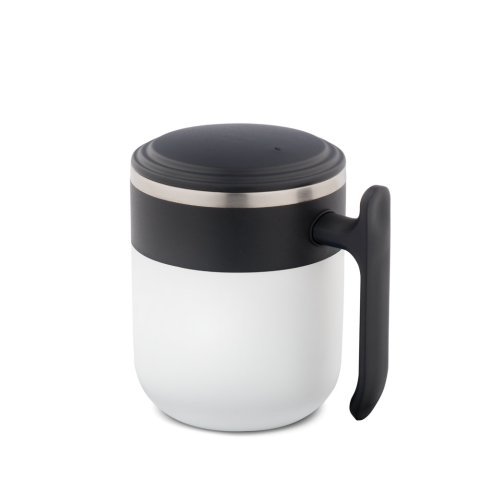 MALDINI. Caneca de viagem com parede interior em a&ccedil;o inoxid&aacute;vel e acabamento mate 400 mL - Branco