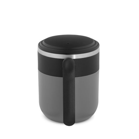 MALDINI. Caneca de viagem com parede interior em a&ccedil;o inoxid&aacute;vel e acabamento mate 400 mL - Cinzento