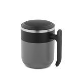 MALDINI. Caneca de viagem com parede interior em a&ccedil;o inoxid&aacute;vel e acabamento mate 400 mL - Cinzento
