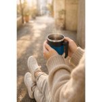 MALDINI. Caneca de viagem com parede interior em a&ccedil;o inoxid&aacute;vel e acabamento mate 400 mL