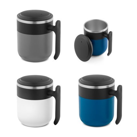 MALDINI. Caneca de viagem com parede interior em a&ccedil;o inoxid&aacute;vel e acabamento mate 400 mL