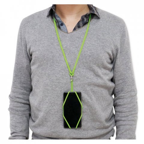 NICOLAUS. Card holder with smartphone holder - Light green
