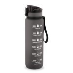 ERIKSSON. Botella fabricada en PET reciclado (100 % rPET), con frases motivadoras y marcas horarias para animarle a beber agua - Negro