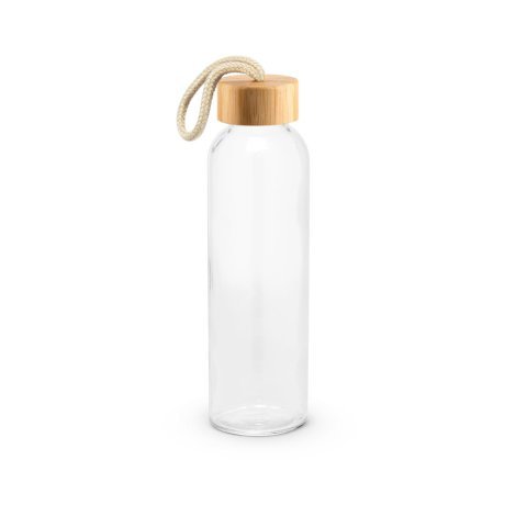 CROSBY. Botella de vidrio de 520 ml con tapa de bamb&uacute; - Natural