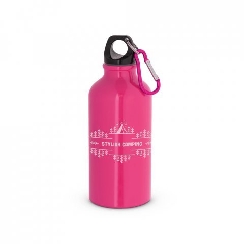 LANDSCAPE S. Aluminium sports bottle with carabiner 400 mL - Pink