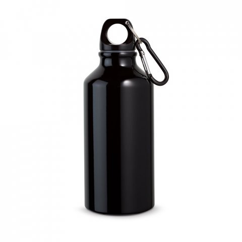 LANDSCAPE S. Aluminium sports bottle with carabiner 400 mL - Black