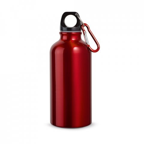 LANDSCAPE S. Aluminium sports bottle with carabiner 400 mL - Red