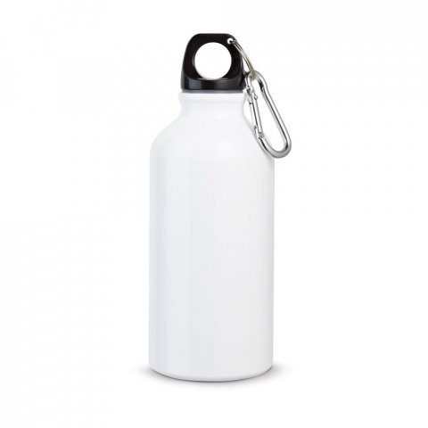 LANDSCAPE S. Aluminium sports bottle with carabiner 400 mL - White