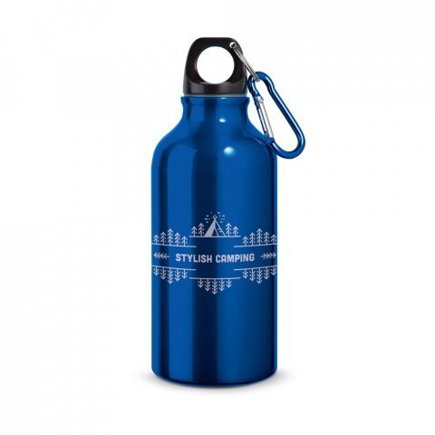 LANDSCAPE S. Aluminium sports bottle with carabiner 400 mL - Royal blue