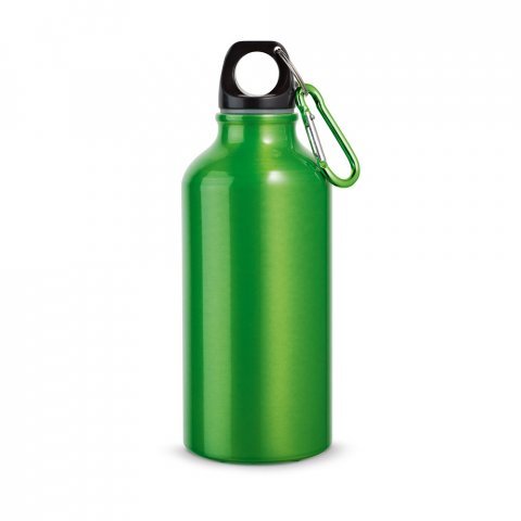 LANDSCAPE S. Aluminium sports bottle with carabiner 400 mL - Light green