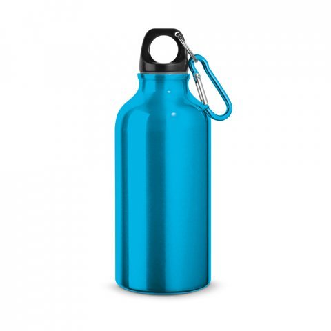 LANDSCAPE S. Aluminium sports bottle with carabiner 400 mL - Light blue
