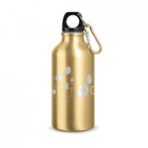 LANDSCAPE S. Aluminium sports bottle with carabiner 400 mL - Satin gold