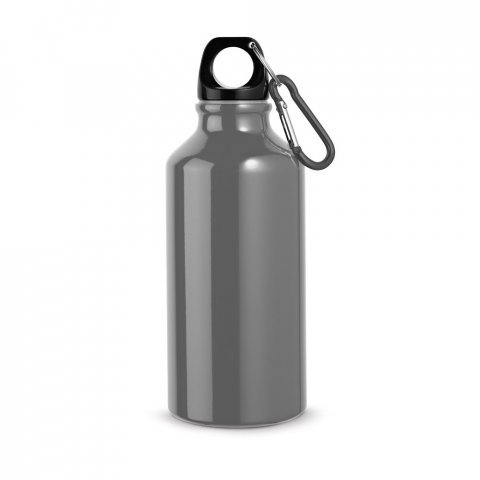 LANDSCAPE S. Aluminium sports bottle with carabiner 400 mL - Gun metal