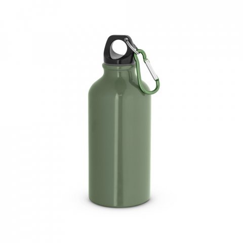 LANDSCAPE S. Aluminium sports bottle with carabiner 400 mL - Army green