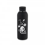 ODIN. Garrafa em a&ccedil;o inoxid&aacute;vel (36% reciclado) com acabamento em borracha 550 mL - Preto