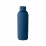 ODIN. Garrafa em a&ccedil;o inoxid&aacute;vel (36% reciclado) com acabamento em borracha 550 mL - Azul marinho