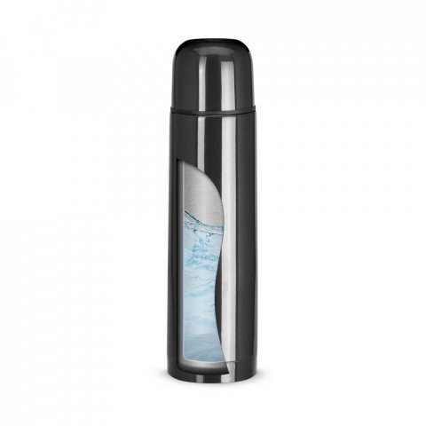 LUKA. Thermosflasche aus Edelstahl mit 500 ml Fassungsverm&ouml;gen - Schwarz