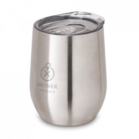 RONDE. Bicchiere da viaggio da in acciaio inox 400 mL - Cromato satinato