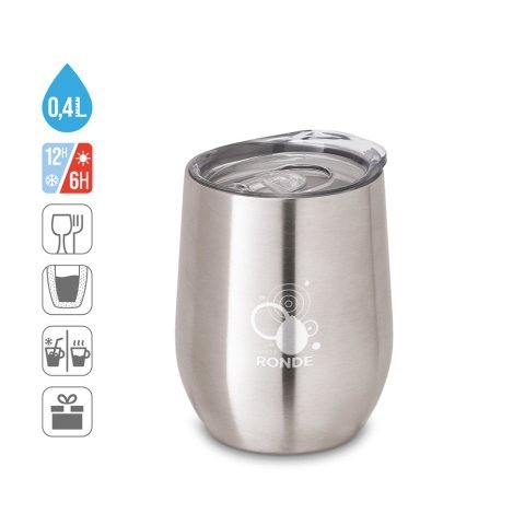 RONDE. Verre de voyage en acier inoxydable 400 mL