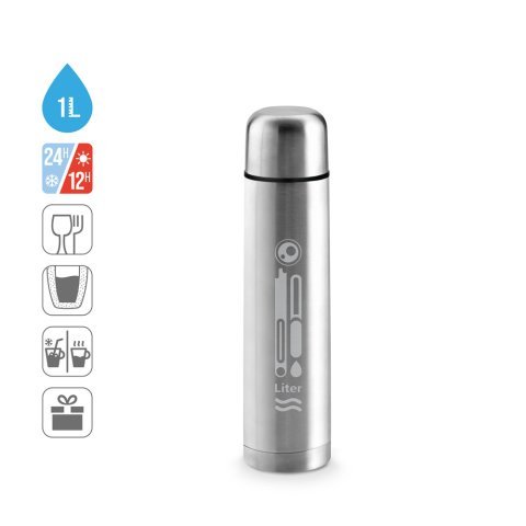 LITER. Garrafa t&eacute;rmica em a&ccedil;o inoxid&aacute;vel 1000 mL