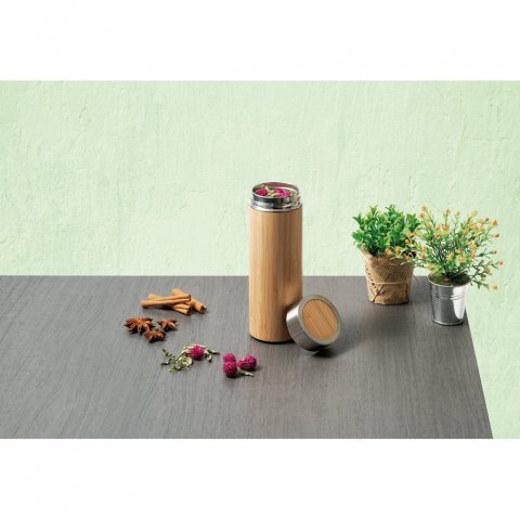 NATUREL. Butelka termiczna z bambusa i stali nierdzewnej (90% z recyklingu) 430 ml