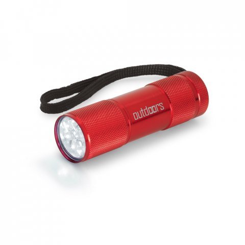 FLASHY. Aluminium zaklamp met 9 LED's en handvat - Rood