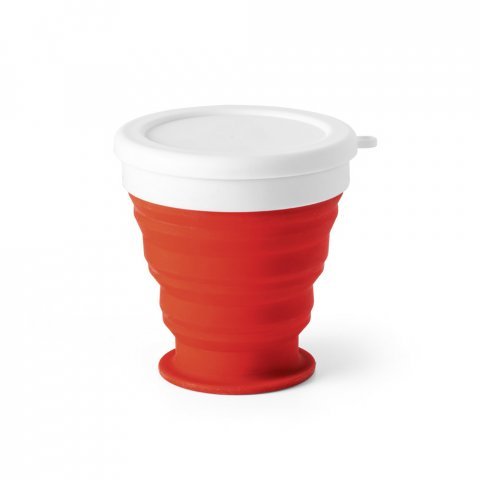 ASTRADA. Skl&aacute;dac&iacute; cestovn&iacute; kel&iacute;mek ze silikonu a PP 250 ml - Červen&aacute;