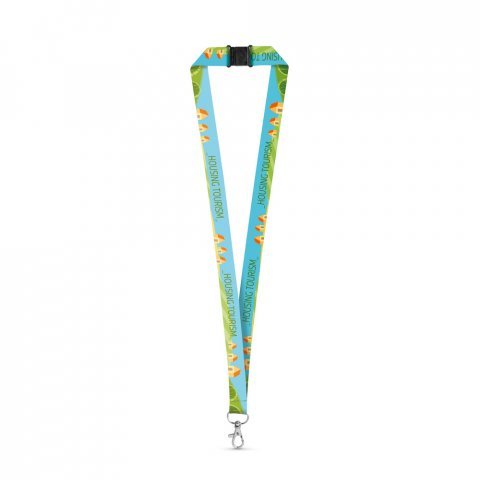 DOVER. SET Lanyard SUBLIMATION Long II (20 mm) in recycled polyester (100% rPET) with Hook Trigger Snap 20 mm and safety lock - White