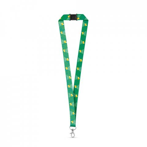 DOVER. SET Lanyard SUBLIMATION Long II (20 mm) in recycled polyester (100% rPET) with Hook Trigger Snap 20 mm and safety lock - White