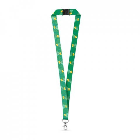 DOVER. SET Lanyard SUBLIMATION Long II (20 mm) in recycled polyester (100% rPET) with Hook Trigger Snap 20 mm and safety lock