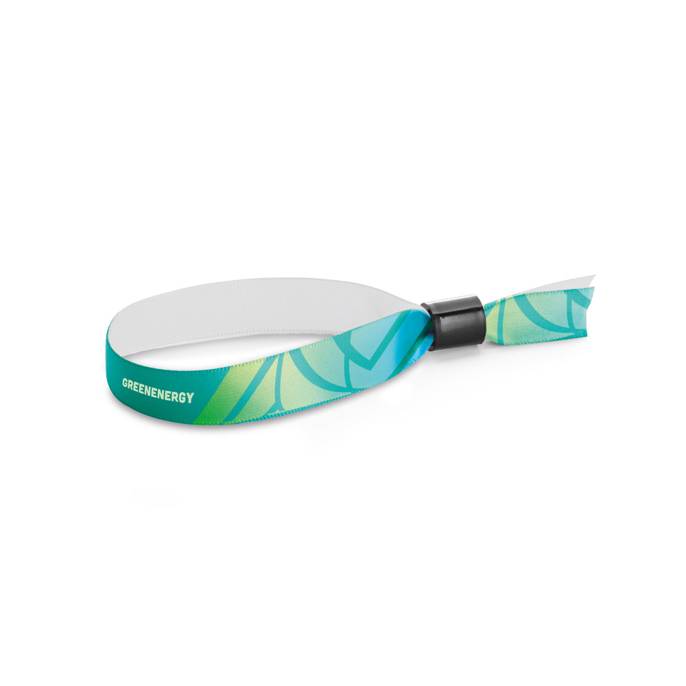 MENDOZA. SET Lanyard SUBLIMATION Slim I (15 mm) bracciale in poliestere con chiusura di sicurezza