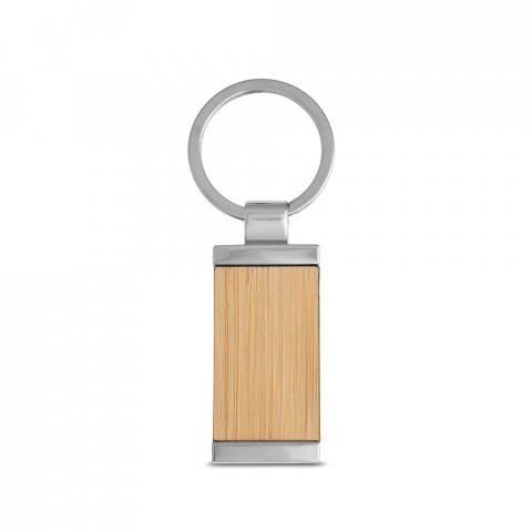 HOMER. Rectangular bamboo keyring - Natural