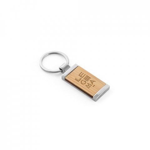 HOMER. Rectangular bamboo keyring - Natural